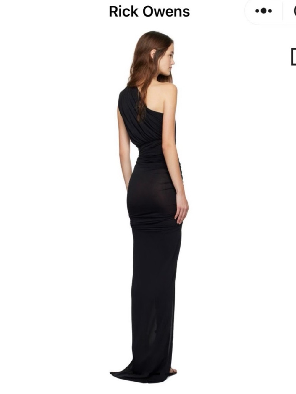 Rick Owens Black One-Shoulder Draped Gown